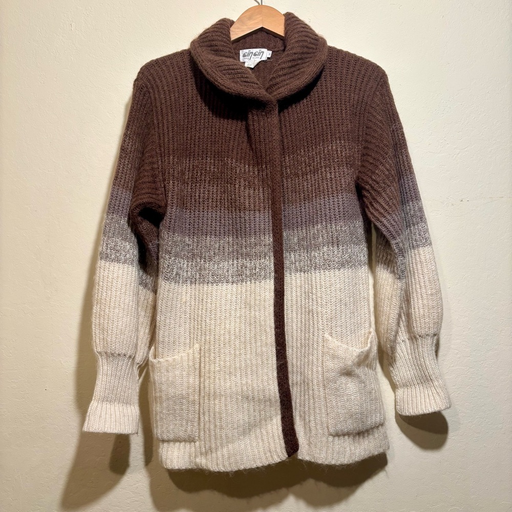 Eileen Fisher Brown and Cream Gradient Cardigan